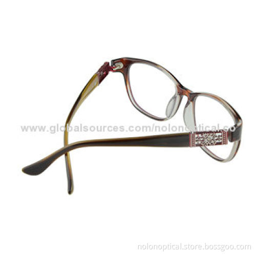 Retro Vintage Brown Women's Eyeglasses with Chinese Style Deco
